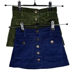 Crewcuts Girls Corduroy Skirt Bundle Size 5 Olive Green and Navy Blue Adjustable